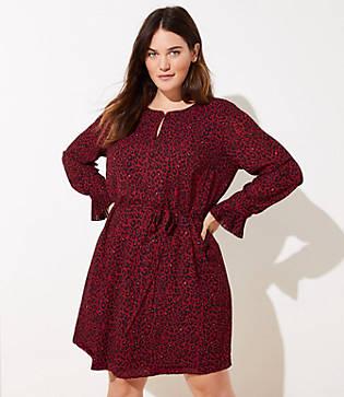 Loft Plus Leopard Print Tie Waist Dress