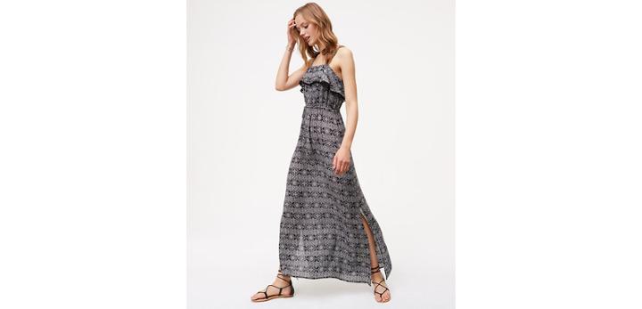 Loft Mosaic Pom Pom Maxi Dress