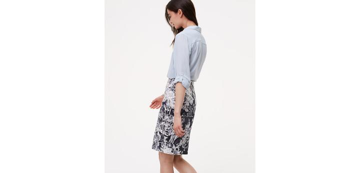 Loft Curvy Botanic Pencil Skirt