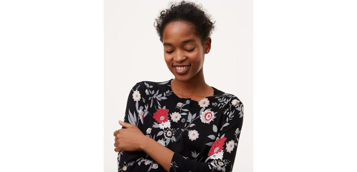 Loft Botanical 3/4 Sleeve Signature Cotton Cardigan