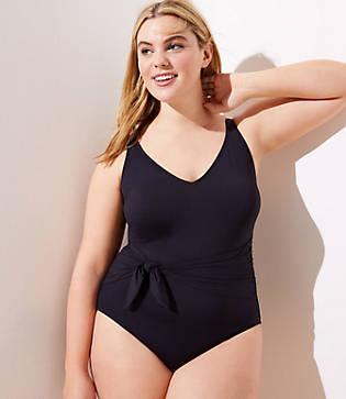 Loft Plus Loft Beach Tie Waist One Piece Swimsuit