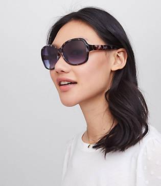 Loft Glam Tortoiseshell Print Square Sunglasses