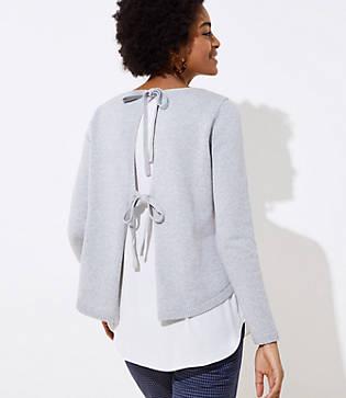 Loft Mixed Media Tie Back Sweater