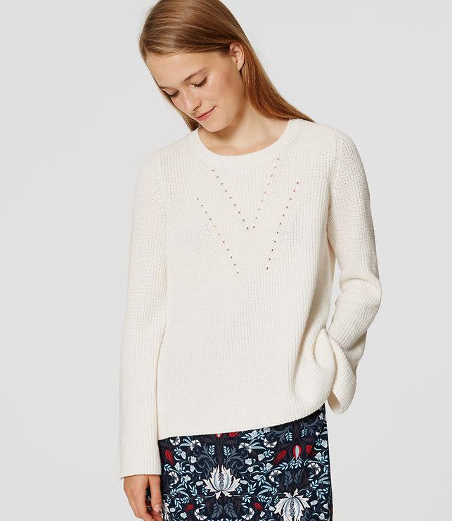 Loft Ribbed Bell Sleeve Sweater