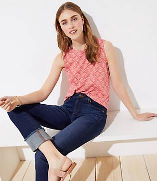 Loft Geometric Vintage Soft Bow Back Tank