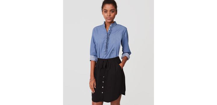 Loft Tie Waist Button Skirt