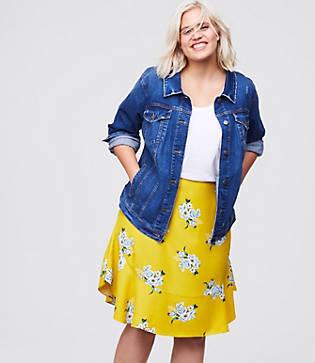 Loft Plus Bouquet Flounce Skirt