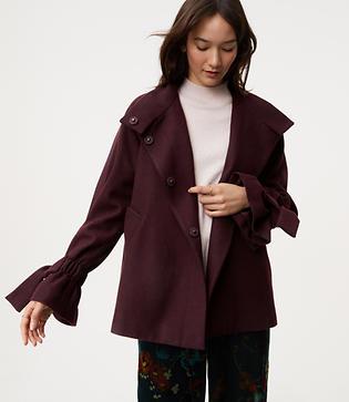 Loft Tie Cuff Cape Coat