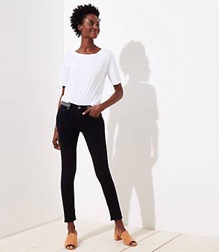 Loft Modern Braided Waist Skinny Jeans In Washed Black
