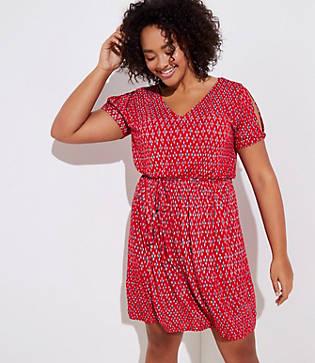 Loft Plus Ikat Tie Waist Flare Dress
