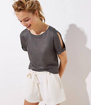 Loft Shimmer Vintage Soft Twist Sleeve Tee