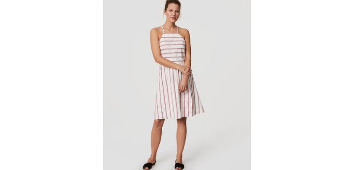Loft Beach Striped Strappy Halter Dress
