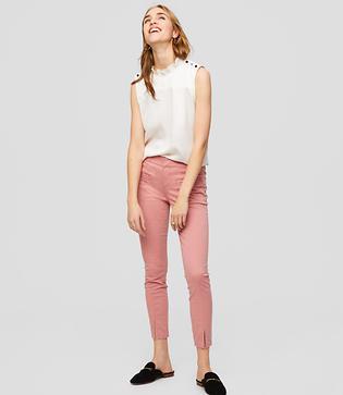 Loft Skinny Slit Sanded Sateen Chinos In Marisa Fit