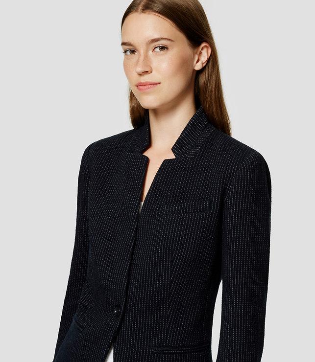 Loft Pinstripe Knit Notched Blazer