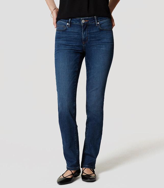 Loft Curvy Straight Leg Jeans In Medium Faded Wash