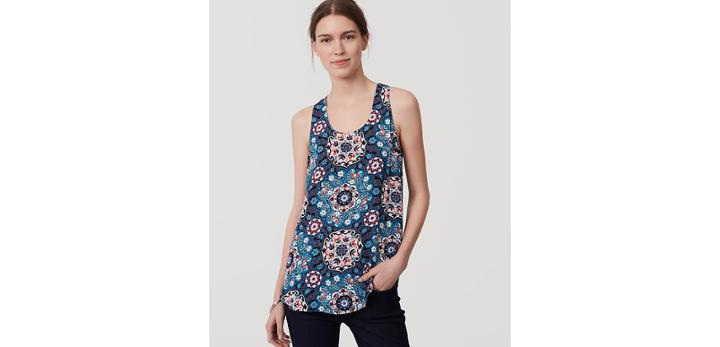Loft Floral Medallion Clean Racerback Tank