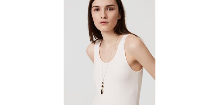 Loft Mixed Metallic Stacked Pendant Necklace