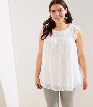 Loft Plus Sparkle Daisy Ruffle Shell