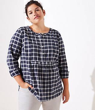 Loft Plus Plaid Bib Blouse