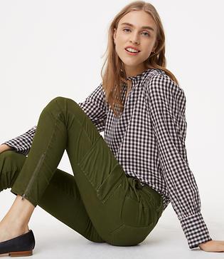 Loft Skinny Sanded Sateen Cargo Pants