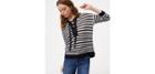 Loft Striped Lace Up Sweater