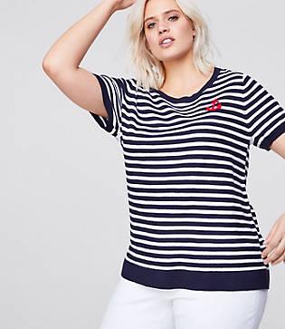 Loft Plus Anchor Patch Textural Sweater Tee