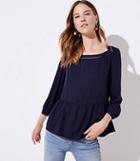 Loft Jacquard Cutout Peplum Blouse