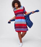 Loft Plus Mixed Stripe Short Sleeve Swing Dress