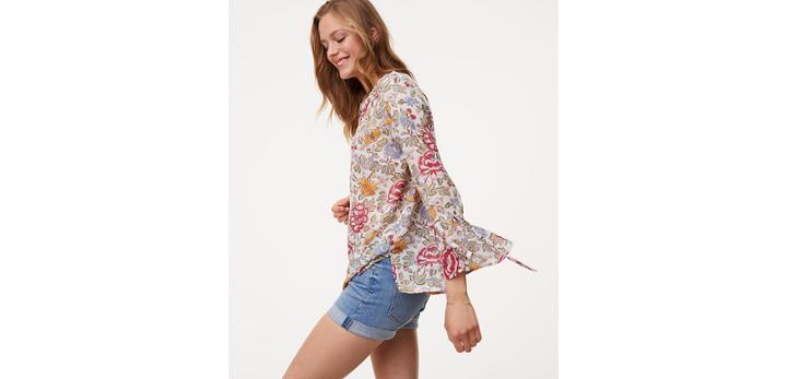 Loft Floral Bell Sleeve Softened Shirt