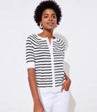 Loft Striped Short Sleeve Signature Cardigan