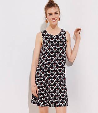 Loft Petaled Smocked Back Sleeveless Swing Dress