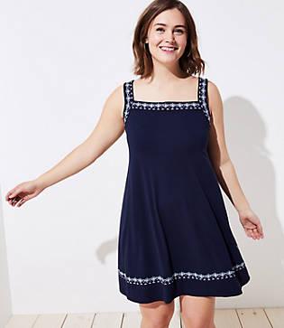 Loft Plus Embroidered Criss Cross Back Dress
