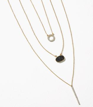 Loft Crystal Stone Pendant Necklace Set