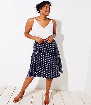 Loft Plus Polka Dot Midi Skirt