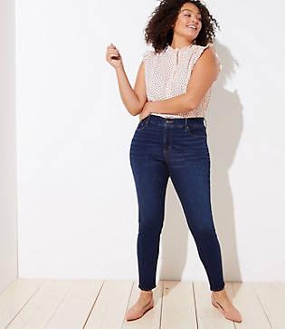 Loft Plus Modern High Waist Skinny Jeans In Luxe Dark Wash