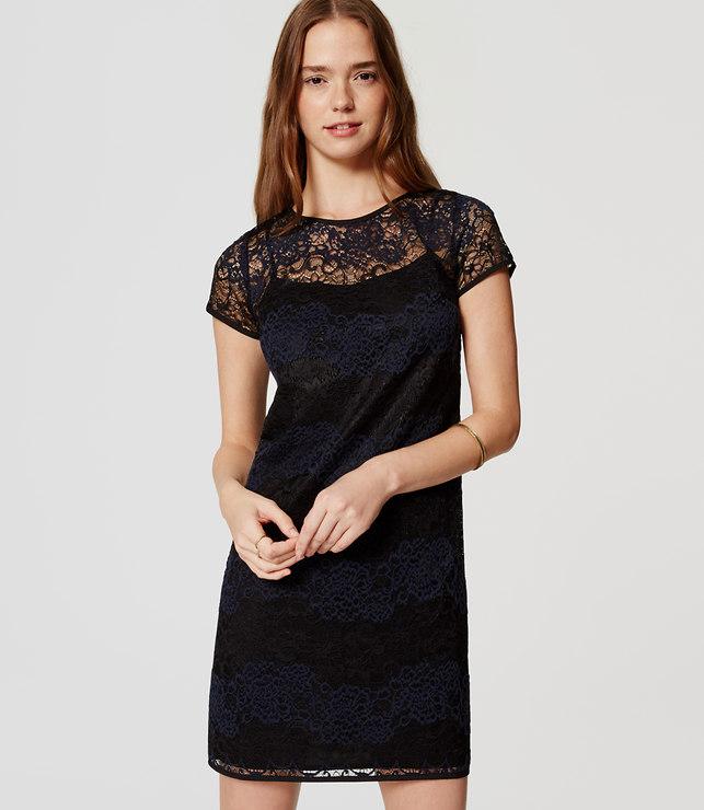 Loft Striped Lace Dress