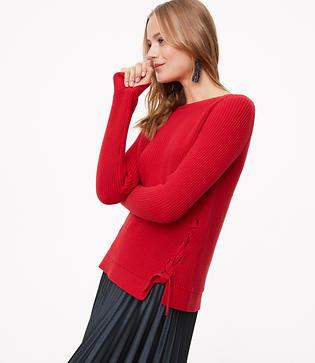 Loft Lace Up Boatneck Sweater