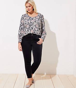 Loft Plus Modern Velvet Ankle Zip Skinny Jeans