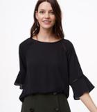 Loft Cutout Flounce Mixed Media Top