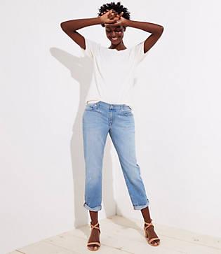 Loft Floral Embroidered Boyfriend Jeans