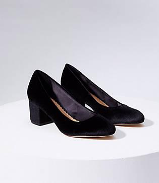 Loft Velvet Block Heel Pumps