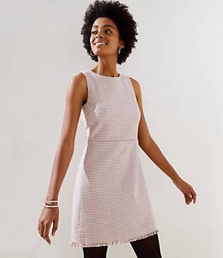 Loft Fringe Tweed Sheath Dress