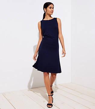 Loft Side Shirred Flare Dress