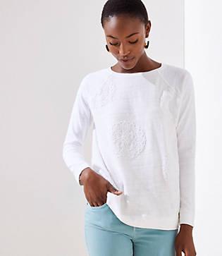 Loft Lace Embroidered Sweatshirt