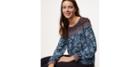 Loft Floral Mosaic Shoulder Button Blouse