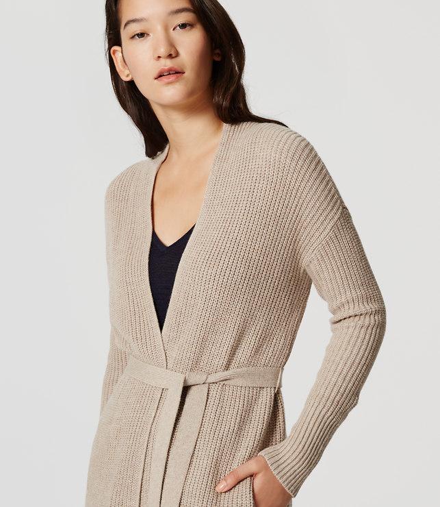 Loft Belted Ribbed Cardigan