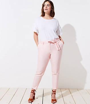 Loft Plus Slim Textured Tie Waist Pencil Pants