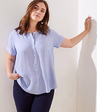 Loft Plus Micro Stripe Dolman Cap Sleeve Shirt
