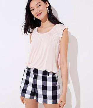 Loft Gingham Cuffed Riviera Shorts