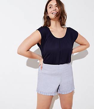 Loft Plus Crosshatch Ruffle Shorts
